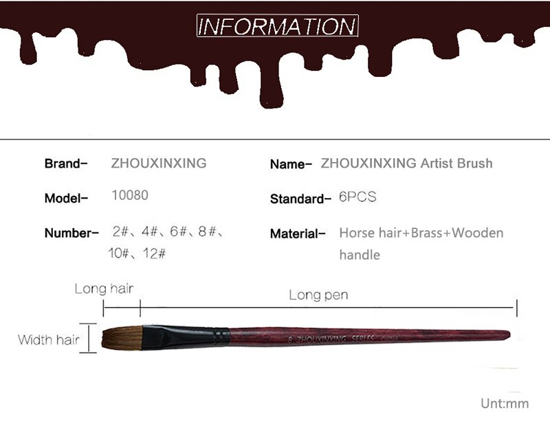 6 stk kunstner oljemaling børster sett nivå hode vesle hår vann maling pensel akryl tegning kunst rekvisita maleri dedikert