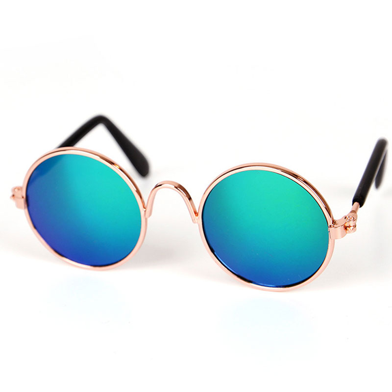 Pet Glasses Lovely Vintage Round Cat Sunglasses Reflection Eye Wear Glasses For Small Dog Cat Pet Photos Props Accessories: lake green