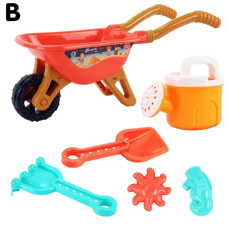 Summer Baby Beach Toys Baby Beach Game Toy Children Trolley Shovel Sprinkler Toys Kit For Beach Sand Water Cart H B6y4: one size orange