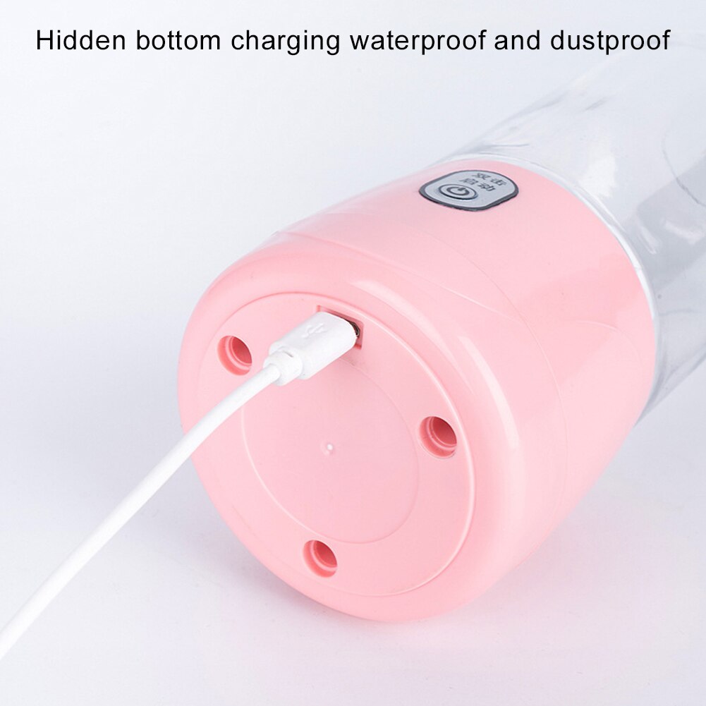 400ml 4/6 Blades Mini Portable Electric Fruit Juicer USB Rechargeable Smoothie Maker Blender Machine Sports Bottle Juicing Cup