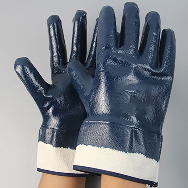 Veiligheid Gebreide Flanel Nitril Handschoenen Nuttig Heavy duty Volledige Dubbele Vliegtuig Olie En Alkali Olie Machines Gas Handschoenen