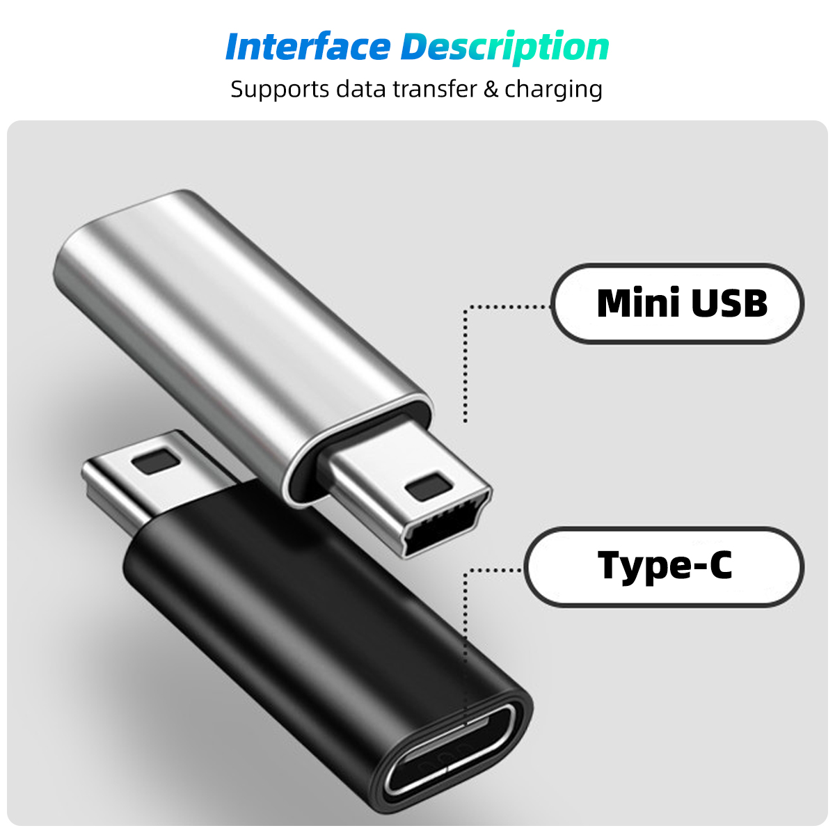 FONKEN Mini USB To Type C Adapter Male Micro USB To Female USB C Data Transfer Connector For MP3 Digital Gamera GPS Conventer