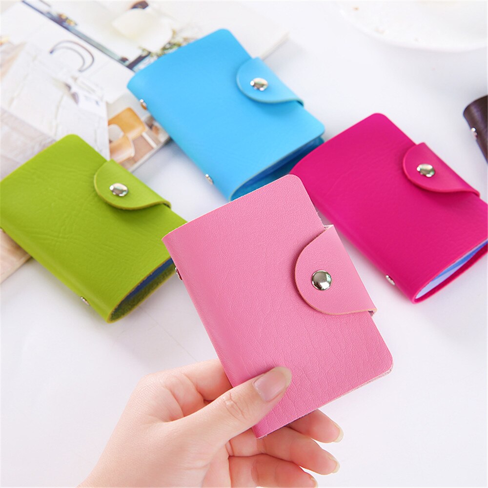 Porte-cartes de crédit 24 Bits, en PU, couleur unie, grande capacité, rangement, Clip, organisateur, étui pour identification, pochette
