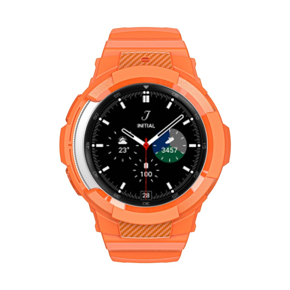 Pasek silikonowy + etui do zegarka Samsung Galaxy 4 klasyczny pasek sportowy 46mm 42mm zintegrowany pasek do zegarka Galaxy Watch4Classic: orange / Watch 4 Classic 42mm