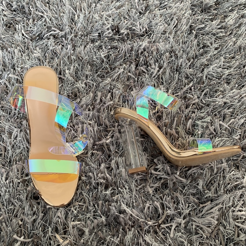 été PVC clair Transparent à bretelles talons hauts chaussures femmes sandales Peep Toe Sexy fête femme dames chaussures femme Sandalias