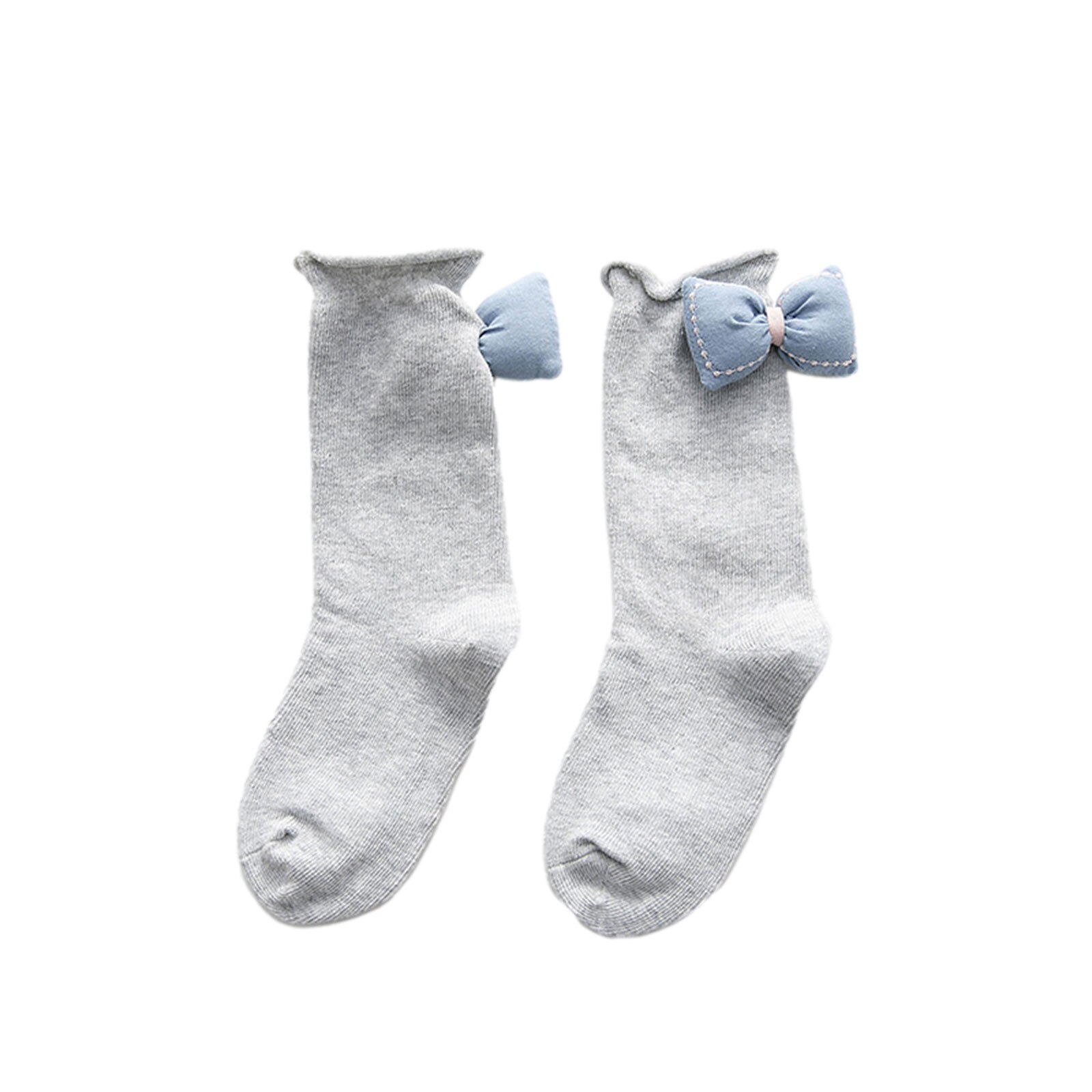Kinderen Meisjes Mode Strik Sokken Eenvoudige Stijlvolle Sokken Effen Kleur Comfortabele Sokken Voor Kinderen Baby Meisjes: Grijs / 3-5 years