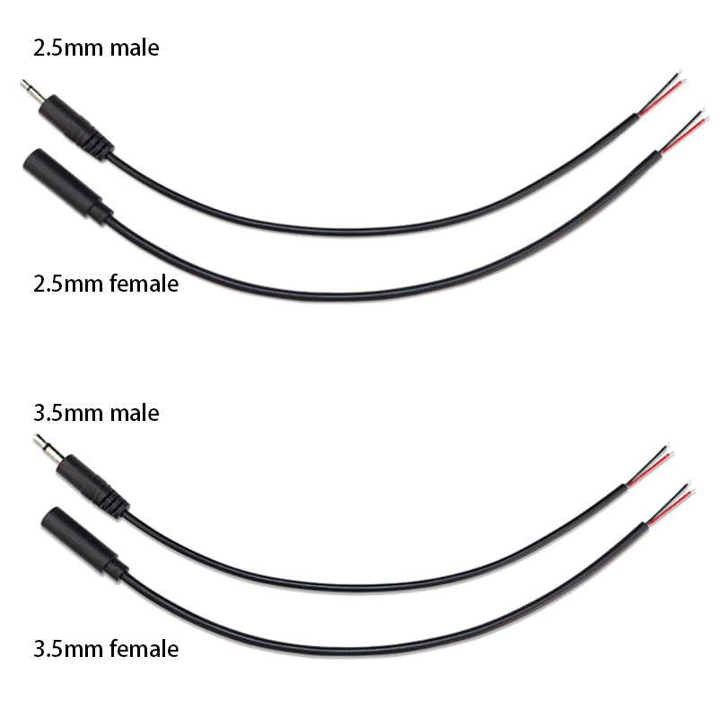 25CM 2.5mm 3.5mm Mono Audio Connector Cable 2pin Wire Extension Cord Male Female Plug DIY Repair Single Head Plug jack