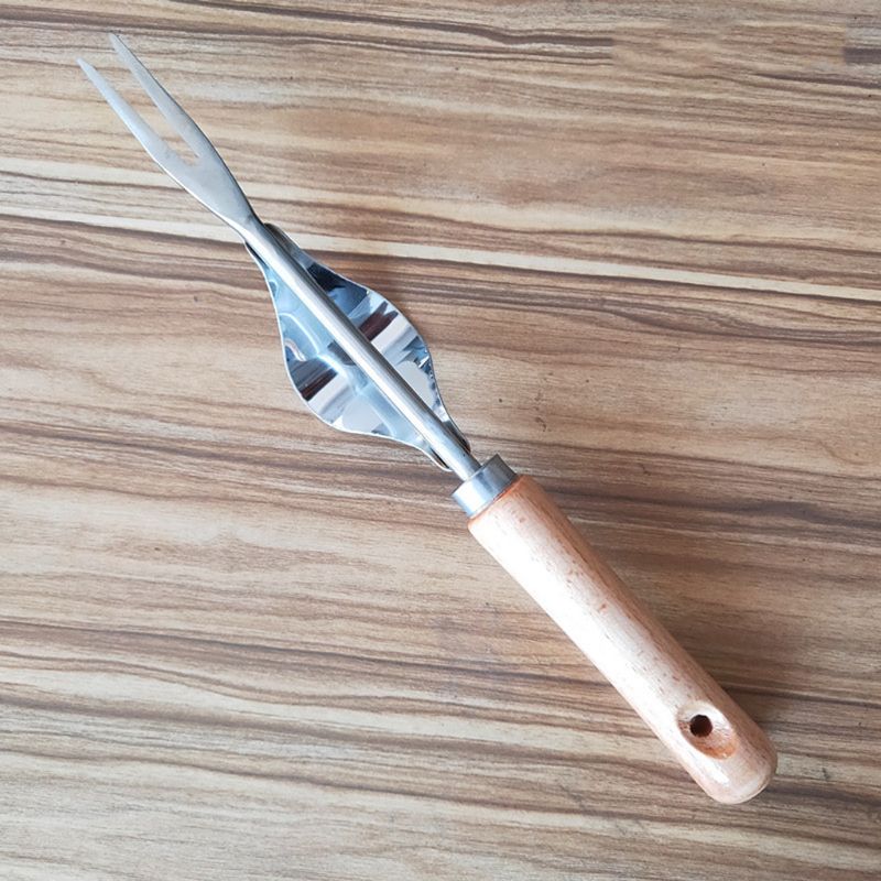 Manual Weeder Fork Metal Hand Garden Wood Handle Digging Puller Weeding Tool Garden Transplanting Digging Tools