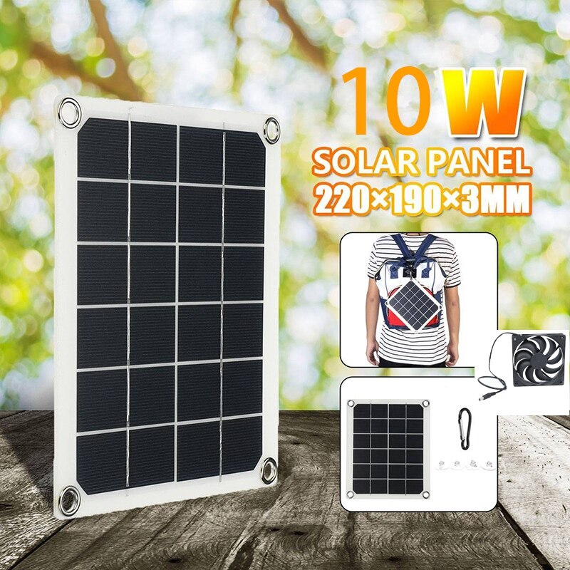 Solar Panel Exhaust Fan, 5V10W Waterproof Solar Exhaust Fan, Portable Exhaust Fan for RVs, Greenhouses, Pet Houses: Default Title