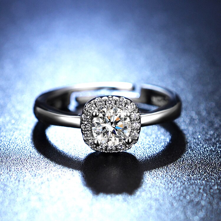 SODROV 925 Sterling Silver Womens Ring Adjustable Wedding Ring Diamond Rings for Women