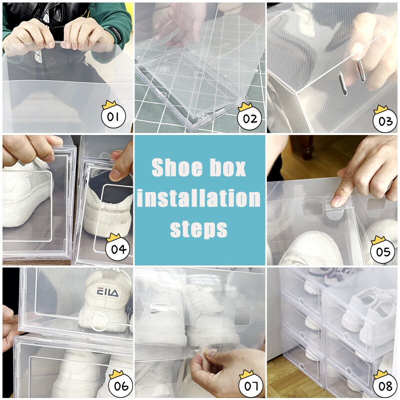 6 unids/set doble zapatos de plástico caso engrosada transparente cajón caso caja de plastico para zapatos caja apilable organizador de zapatos caja de zapatos
