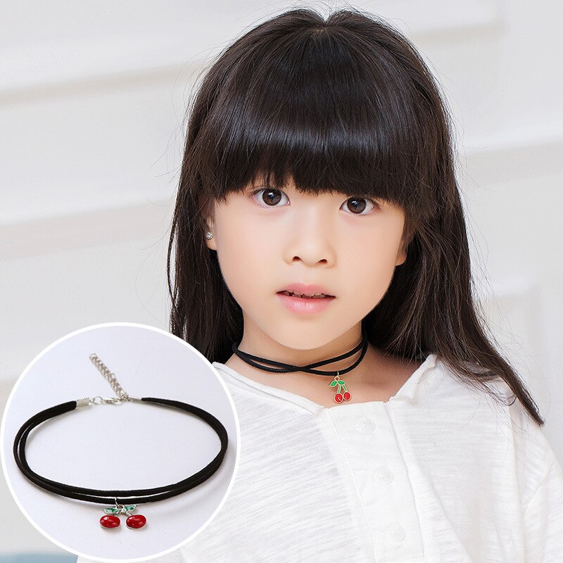 METOO 11pcs Dei Monili Delle Ragazze per I Bambini Nero Della Collana Multi Strato di Pizzo Catene Choker Della Collana Per Bambini Gotico Stretch Gioielli Bambino: 2