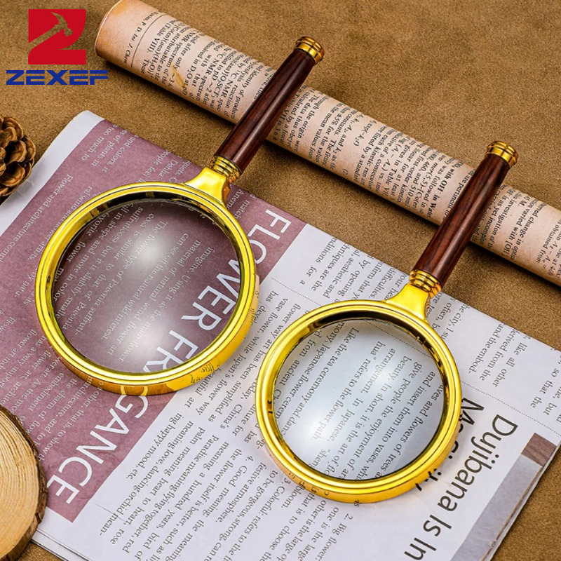 ZEXEF 10X Handloep met houten handvat 60/70 mm vergrootglas voor thuis leren lezen en fouten vinden