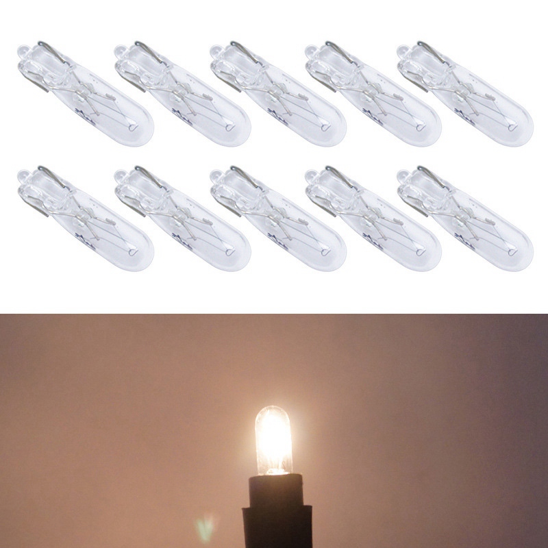 20 stk halogen  t5 ledet  w2w pære 12v/24v 1.2w bil instrumentlys dashbord pære auto interiør varsellys hvit 6000k