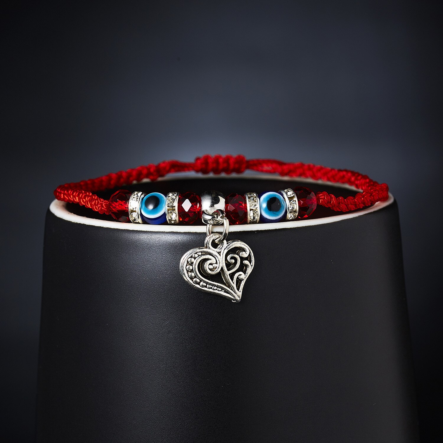 Kreative neue hand-woven glück red string armband für damen und männer mit blauen augen runde perlen armband schmuck: 13