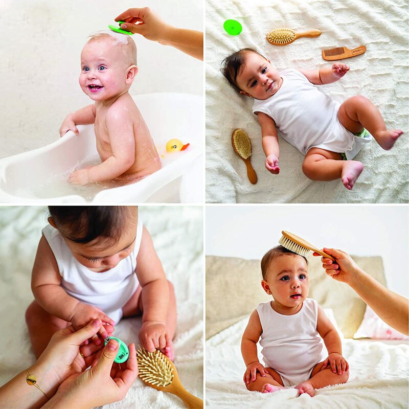 1pc Neugeborene Baby Haar Pinsel und Kamm einstellen Holz Pinsel Natur Wolle Kamm Tragbare Kleinkind Kamm Kopf Massagegerät Für Baby Pflege Produkt