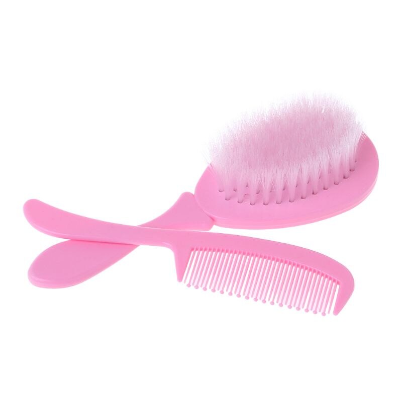 1 Juego de cepillo para bebé, artículos para lactante, lavado de cabello, cerdas suaves, punta redonda, seguro, masaje de cabeza, aseo: Rosa