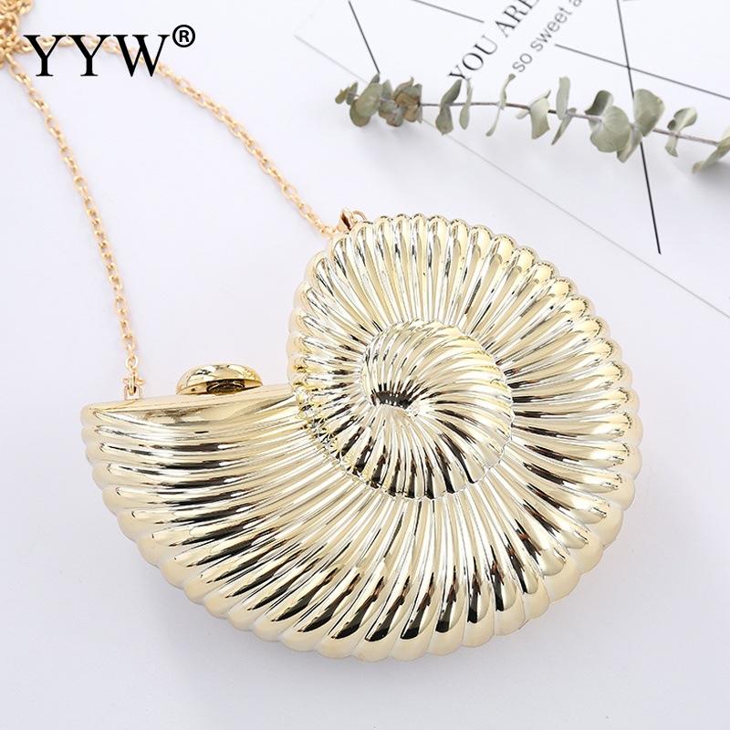 Gold Sliver Evening Clutch Women Chain Sling Shell Bags Party Wedding Crossbody Bags For Women Small Cute Purse Clutches