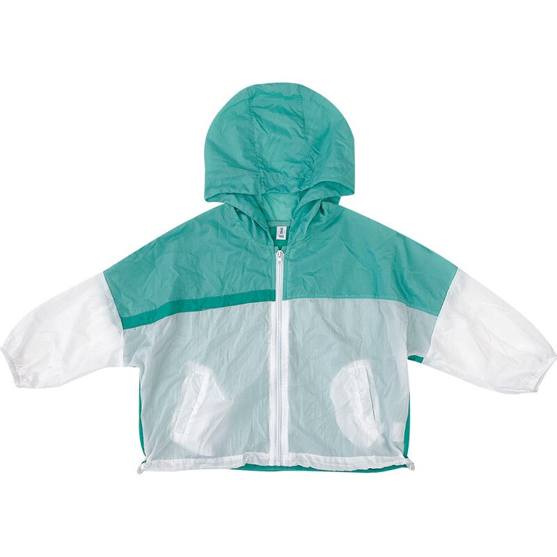 Summer boys girls thin patchwork sun-protective jackets letters printed hooded zipper Sun protection