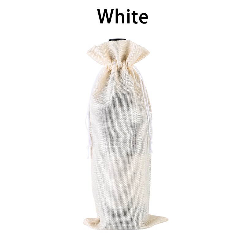Rotwein Flasche Abdeckungen Verpackung Wein Taschen Champagner Beutel Sackleinen Verpackung Tasche Hochzeit Party Dekoration Wein Lagerung Tasche: White