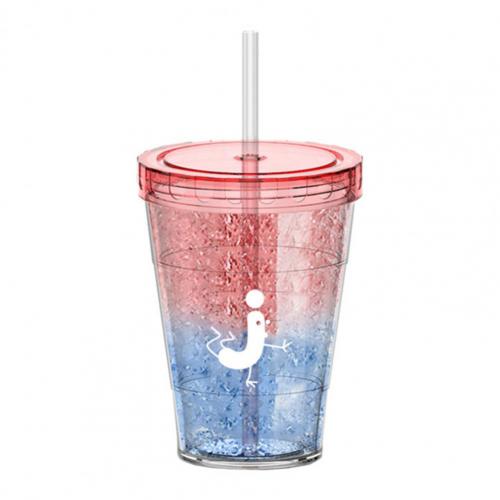 410ml Double-walled Color-change Ice Cup Nice-looking Large Capacity Healthy Cold Drinks Iced Coffee Plastic Cup for Summer: Red