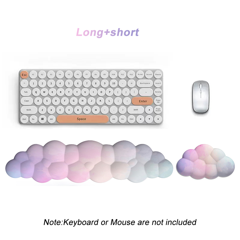 Cloud Keyboard Wrist Rest Mouse Pad Wrist Support Keyboard Set with Ergonomic Memory Foam Anti-Slip Base for Home Office Laptop: Silver