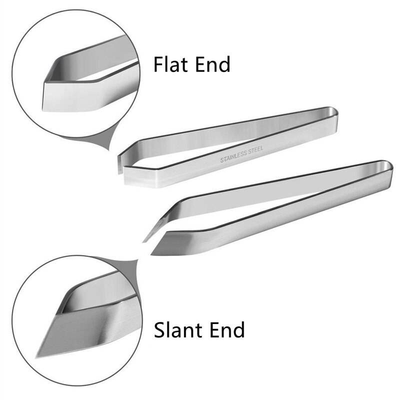 Fish Bone Tweezers Stainless Steel Pincer Clip Hair Remover Pliers Tongs Seafood Fish Bone Plucking Clamp Puller Kitchen Tools: Flat Slant Set