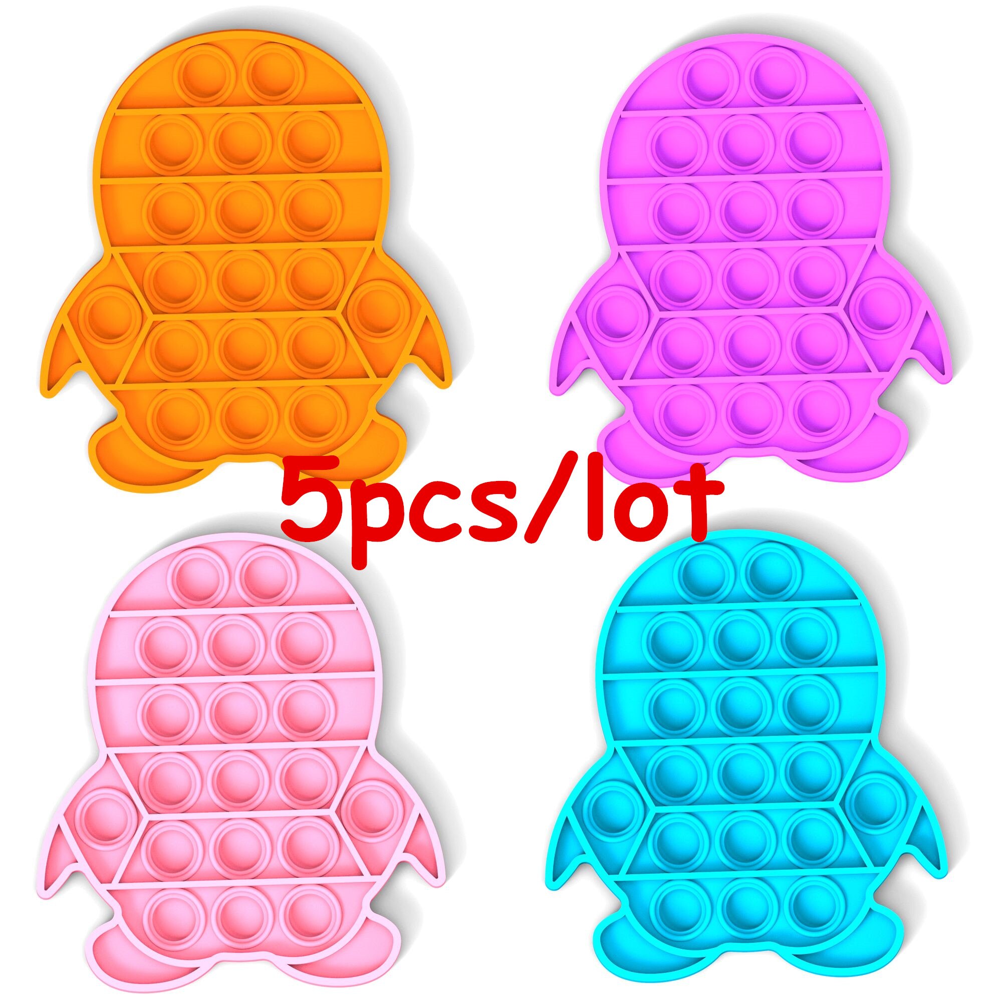5Pcs/Lot Push Bubble Fidget Sensory Popsit Special Needs Stress Reliever Figet Toys Popit Stress Soft Squeeze Toy: Qi er 5pcs