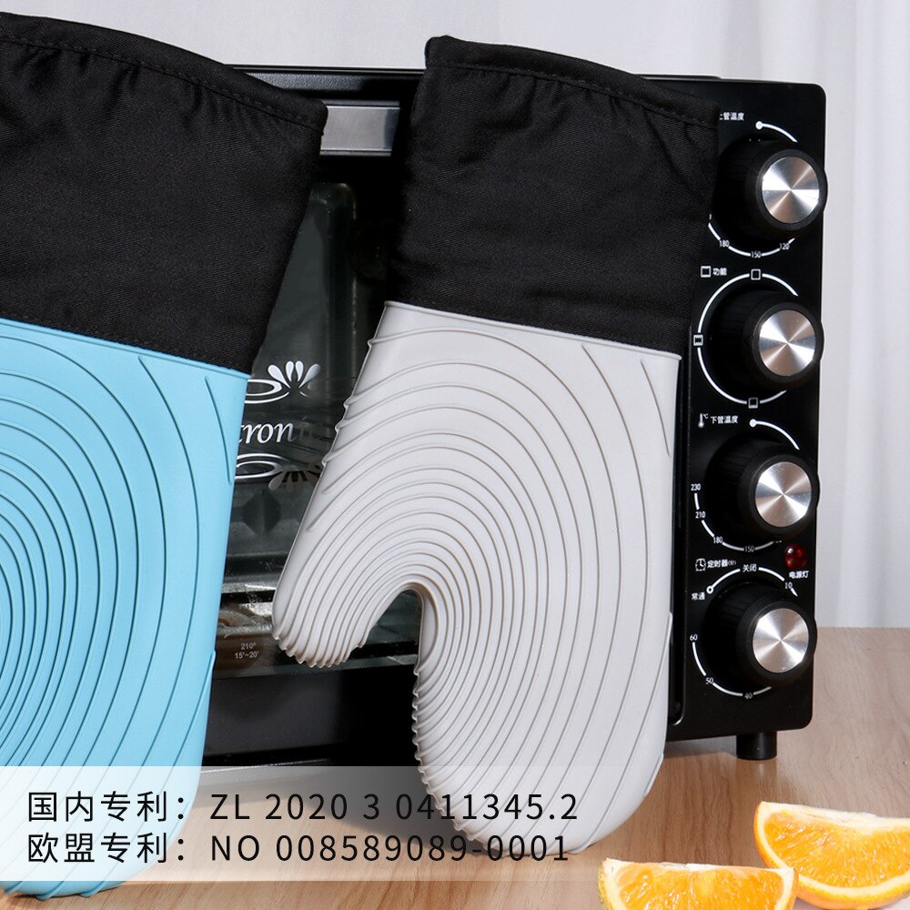 Insulation Gloves, Microwave Oven Silicone Kitchen Anti-scalding Gloves, Thick Cotton Non-slip Waterproof Oven Gloves