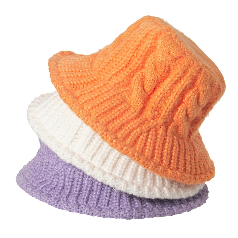 FOXMOTHER Black White Solid Winter Braid Knitted Bucket Hats Winter Warm Caps For Women Ladies gorros Fishing Caps