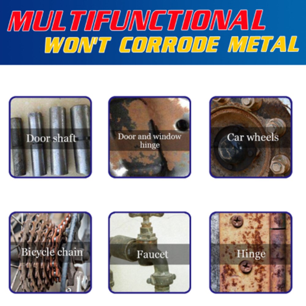 Rust Remover Multi-Purpose Rust Inhibitor Auto Window Rust Remover Derusting Spray Car Maintenance Cleaning Rust Converter