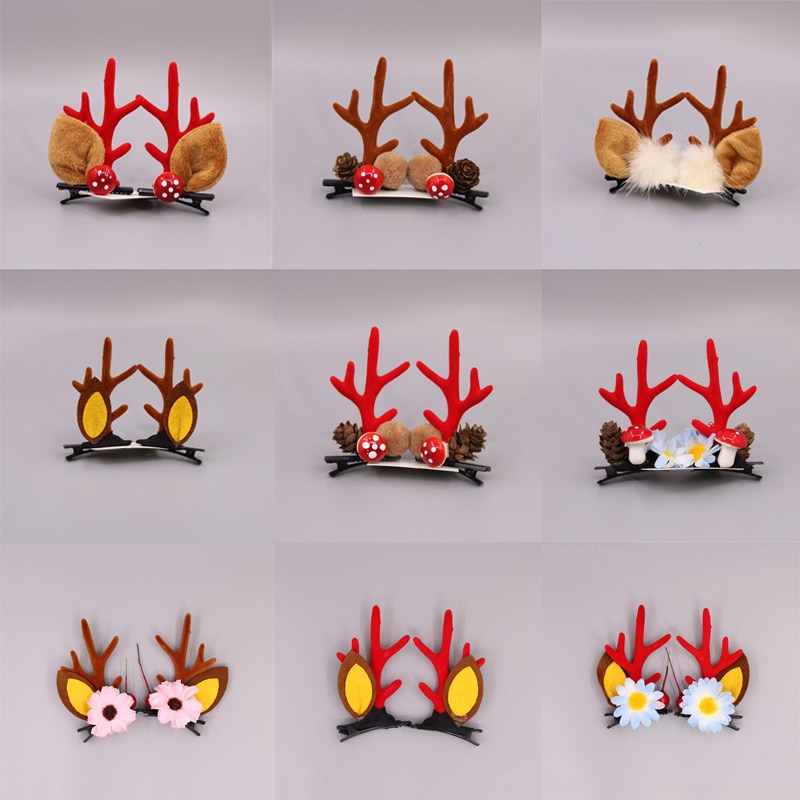 2 stücke Nette Hirsch Ohr Blume Haarnadeln Haar Decorationd SchöNe Weihnachten Barrettes Hirsch Geweih Haar Clips Haar Zubehör