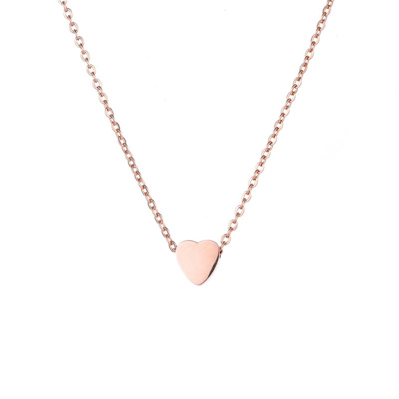 Minimalist 316L Stainless Steel Heart Love Pendant Necklaces for Women Rose Gold Silver Wedding Anniversary Necklace