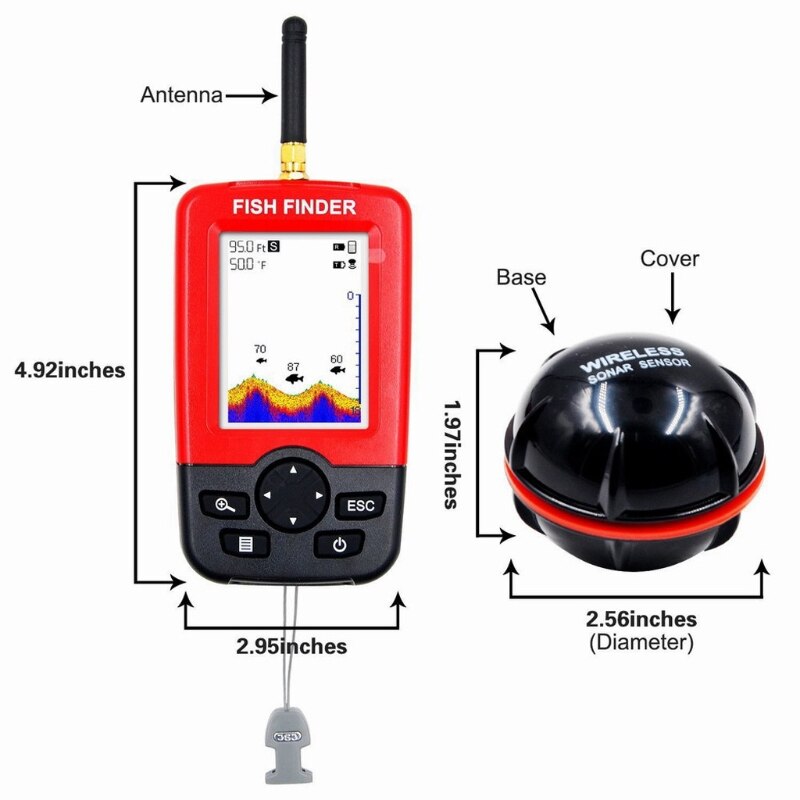 Smart Portable Fish Finder 100M Wireless Sonar Sensor Sounder LCD Fishfinder