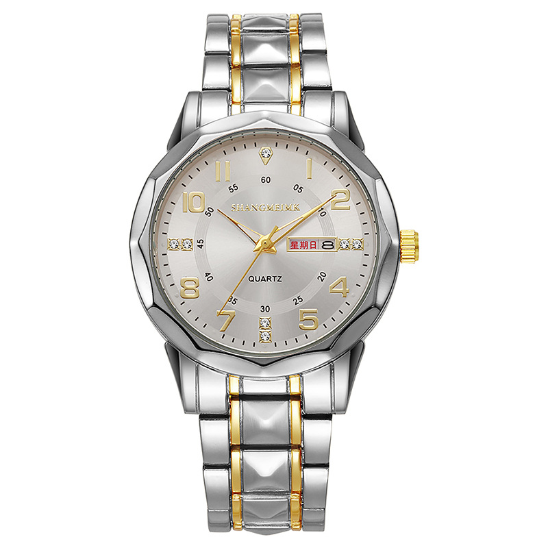 Bekend merk herenhorloges, roestvrijstalen band, grote wijzerplaat, quartz herenhorloge, hoogwaardig polshorloge met weekkalender: Roos