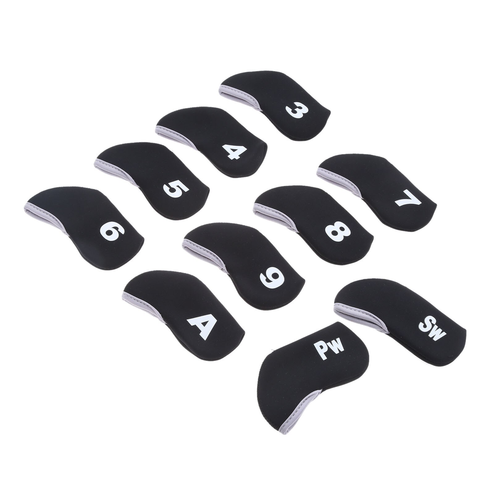 10pcs Golf Club copricapo in ferro proteggi Set Neoprene Golf proteggi copricapo stampa fronte-retro per cunei in ferro da Golf