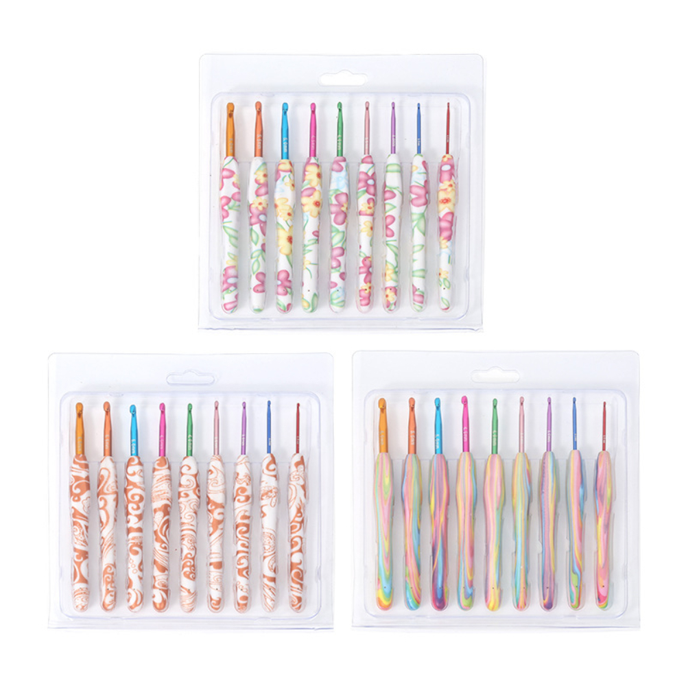 9PCS Crochet Hooks Set MultiColor Ergonomic Crochet Hooks Crochet Lovers