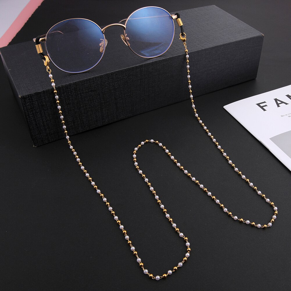 Skyrim Chic Pearl Beaded Glasses Chain Women Sunglasses Chains Lanyards Neck Strap Rope Reading Eyeglasses Cord: E-Gold