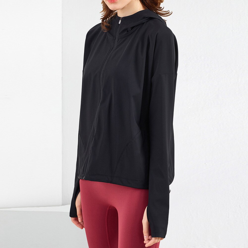 Lululemon-traje de fitness con capucha para mujer, chaqueta deportiva de manga larga con cierre y cremallera, informal, holgado, para correr y Yoga