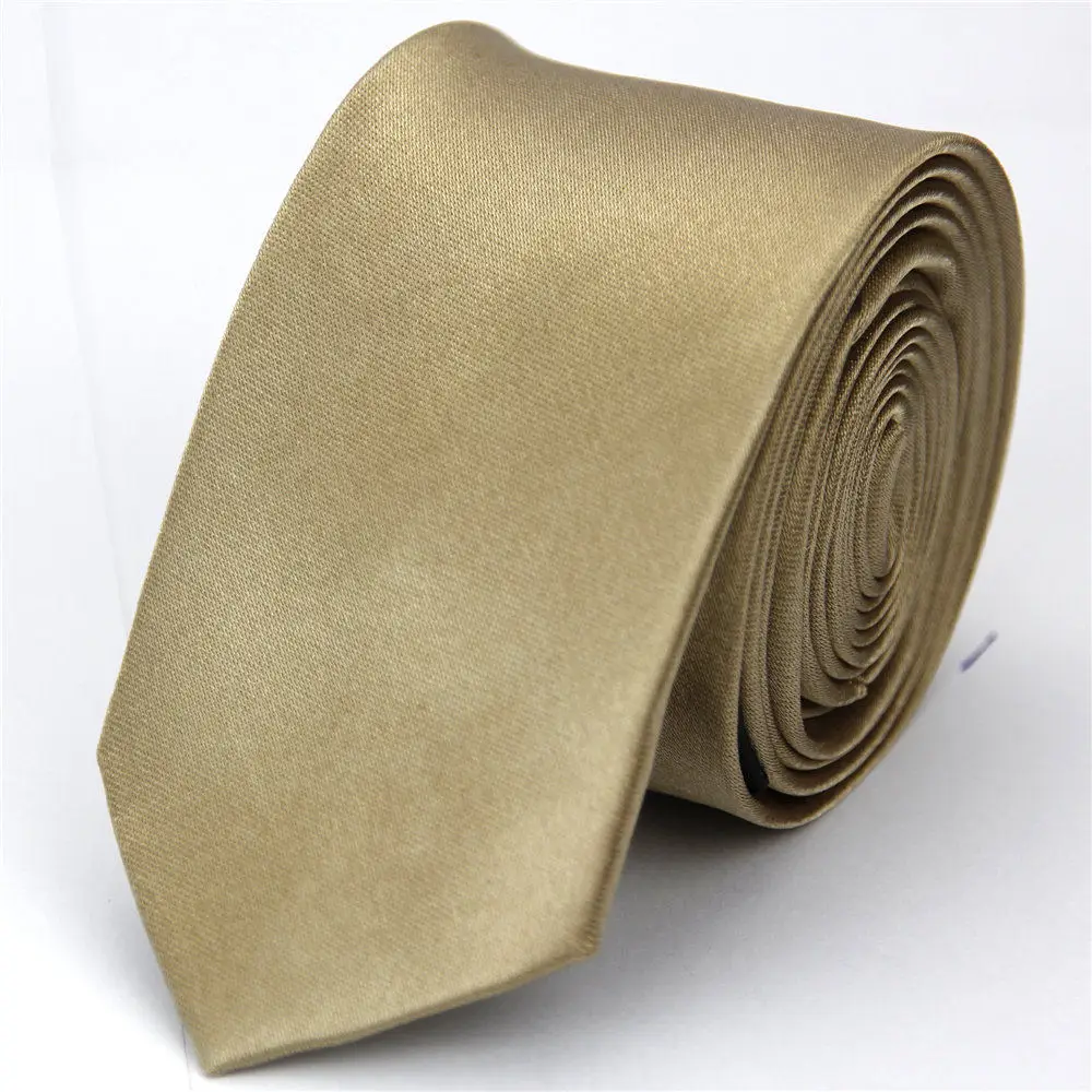 Cravate à col étroit pour hommes femmes 5 cm 2 "mince mince mariage noir bleu rose blanc rouge vert marron violet hommes femme cravate: Beige