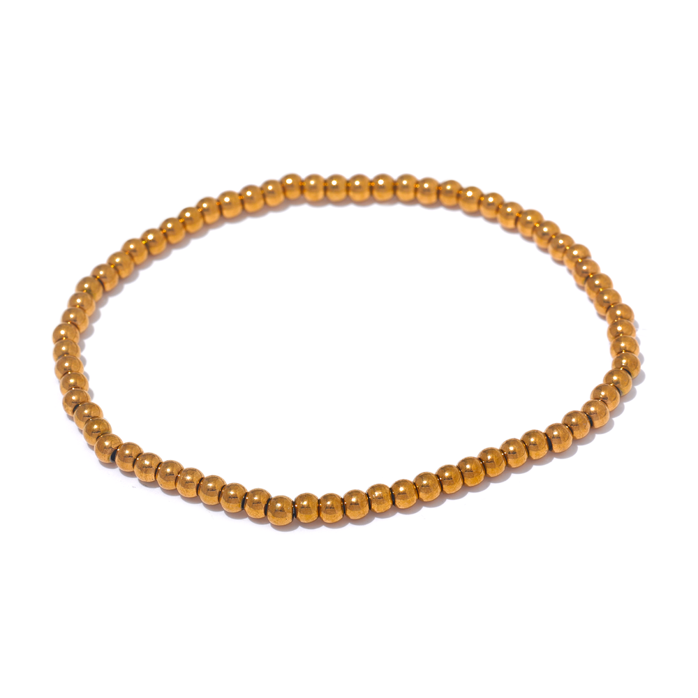 Yhpup 3/4/5/6 MM cuentas de acero inoxidable pulsera elástica hecha a mano diaria brazalete impermeable muñeca al por mayor joyería de Color dorado para hombres: Cobalto violeta