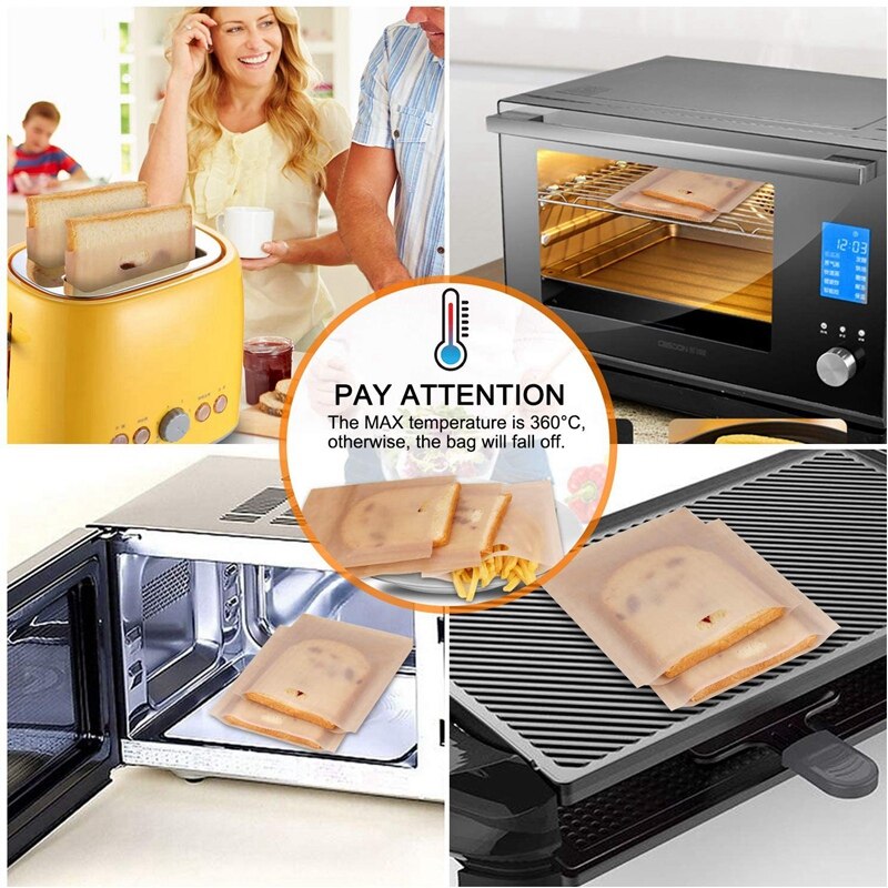 Reusable Toaster Bags Nonstick Bread Sandwich Paper Bag Heat Resistant Kitchen Cook Toaster Oven Bags for Grilled Food
