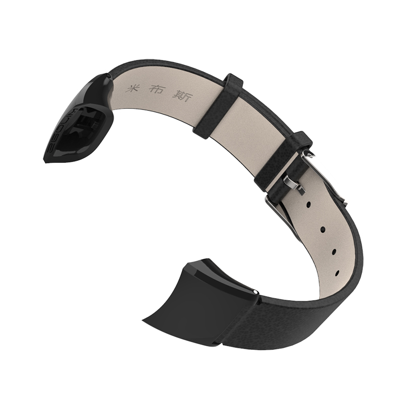 Mijobs Lederband für Huawei Honor Band 4 5 Smart Uhr Handgelenk Band Strap für Honor 4 5 Smart Armband armbänder Strap: Black