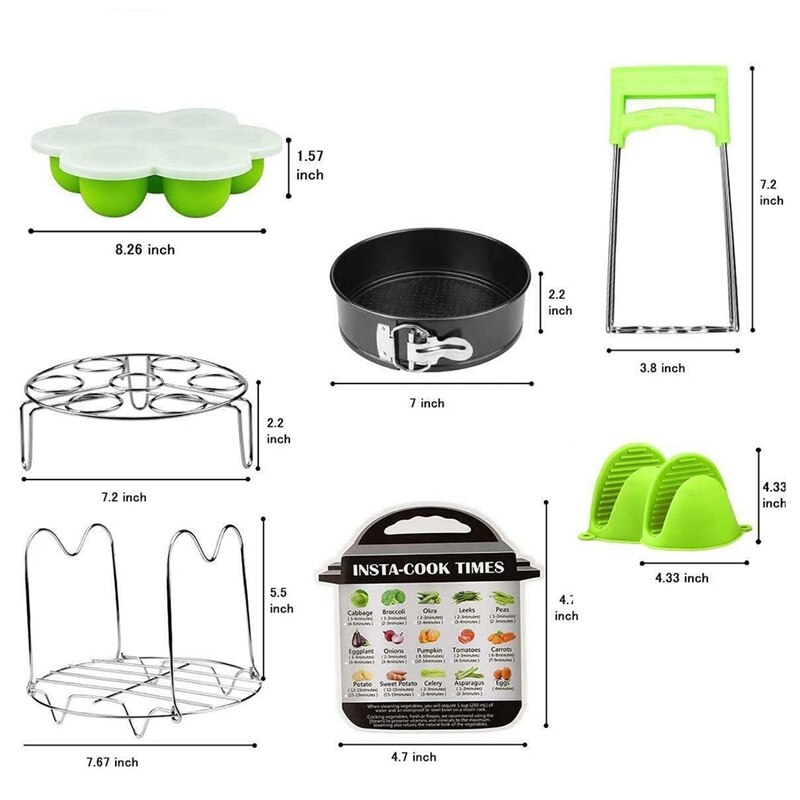Pressure Cooker Accessories Set for 6Qt Includes Vegetable Steamer Basket, Springform Pan, Egg Steamer Rack