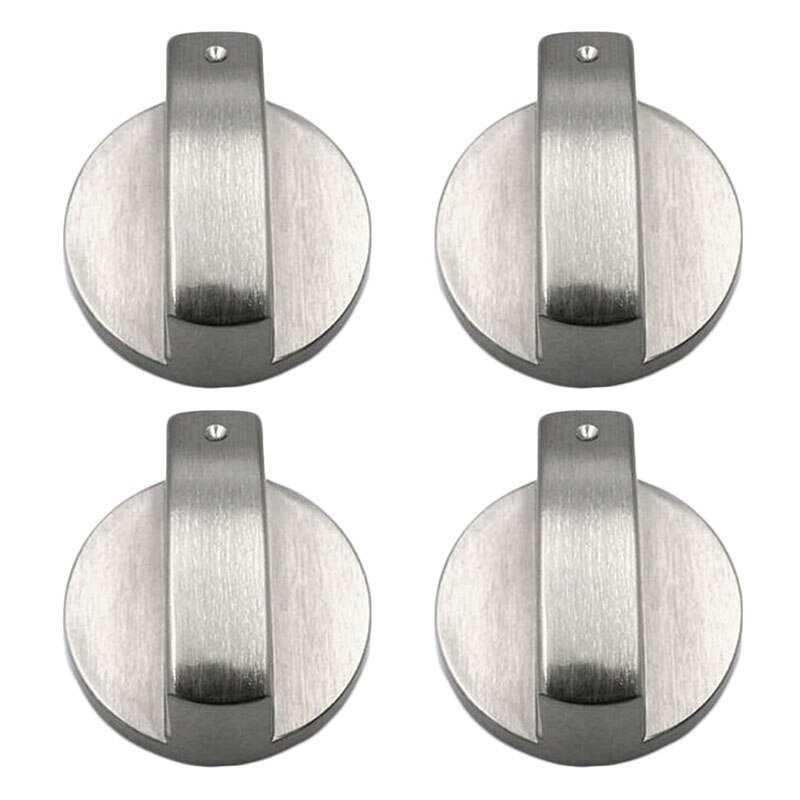 4 Stuks 6Mm/8Mm Gasfornuis Knoppen Metal Zilveren Gasfornuis Knoppen Adapters Oven Schakelaar Keuken Onderdelen vervangingen: 8mm