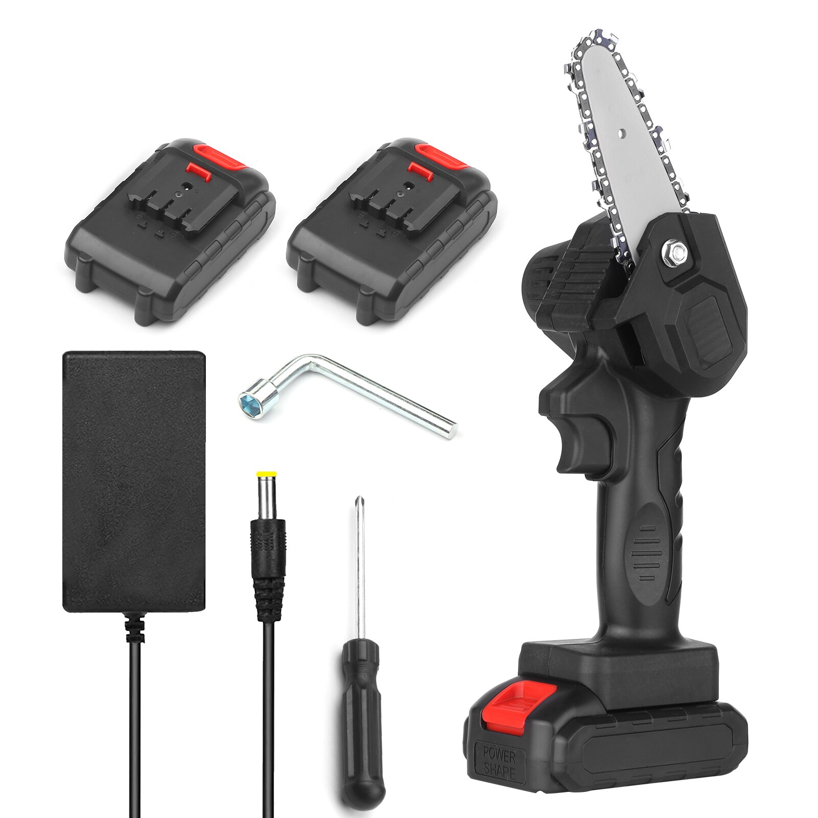 Portable Electric Pruning Saw Cordless Chain Saw with 2PCS Rechargeable Battery Wood Cutters Varibale Speed Mini Electric Saw