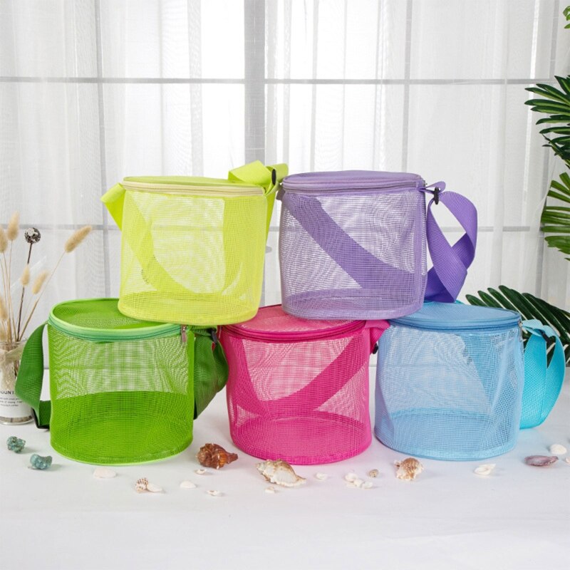 Colorful Storage Mesh Bag for Beach Toy Collection Outdoor Sand Play Toy Bath Shoulder Bag Kids Girls Beach Accessories