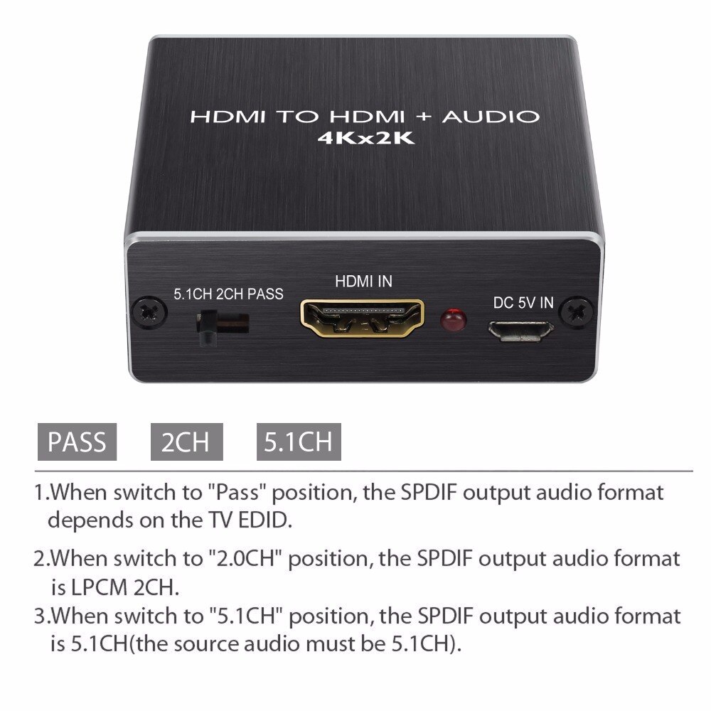 ESYNiC – convertisseur extracteur Audio 4K x 2K, Compatible HDMI vers TOSLINK SPDIF optique, avec séparateur Audio stéréo 3.5mm