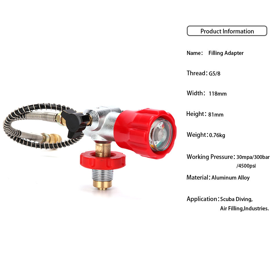 Station de remplissage améliorée de CO2 de Valve de plongée sous-marine de PCP pour l'inflation d'air de cylindre de Fiber de carbone au petit adaptateur de recharge de réservoir de HPA