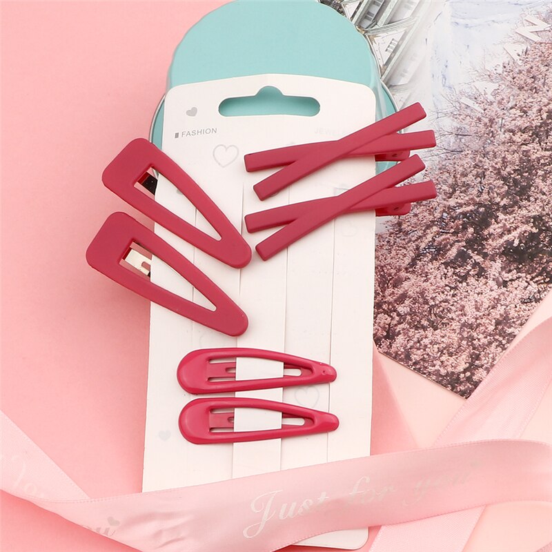 6 uds. De colores sólidos para niña de horquillas, Clips BB simples básicos, pasadores de Clip para el cabello coloridos y bonitos, accesorios para el cabello: Rojo